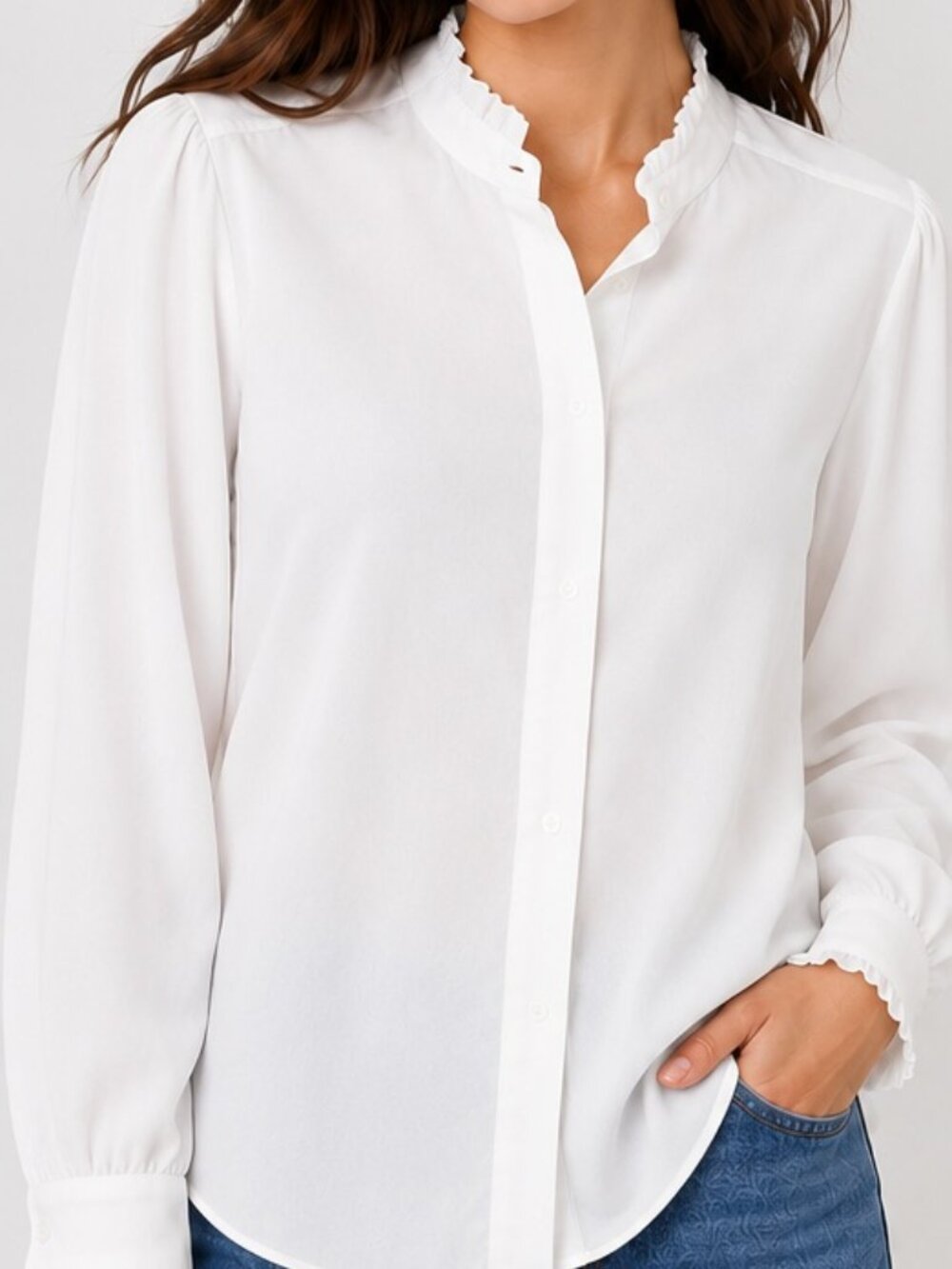 NWT Ann Taylor Ruffle Trim Blouse Size L